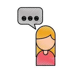 cartoon girl business with bubble speak dialog chat vector illustration