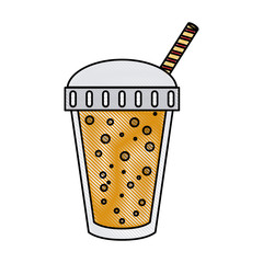 fruit juice beverage in disposable cup icon image vector illustration design