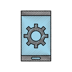 smartphone with gear technology solution icon vector illustration