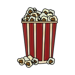 popcorn in striped bucket icon image vector illustration design