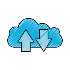 cloud computing upload and download information transfer system vector illustration