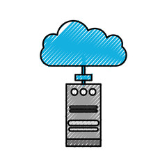 cloud computing tower cpu technology data information vector illustration