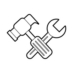 hammer and wrench tool repair support instrument vector illustration