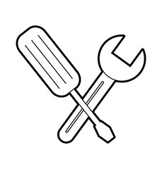 tools wrench and screwdriver construction repair elements vector illustration