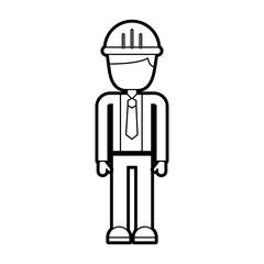construction worker man with helmet character vector illustration