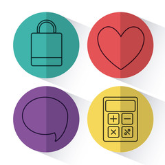 shopping related icons over colorful circles and white background vector illustration
