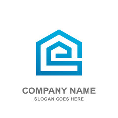 Letter E House Building Geometric Abstract Logo Vector 