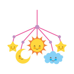 newborn toy mobile for baby shower invitation vector illustration