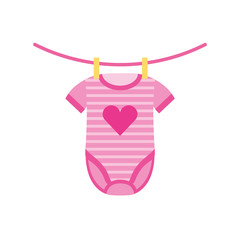 baby shower clothes hanging line celebration vector illustration
