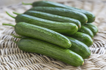 Fresh green cucumber isolated on table