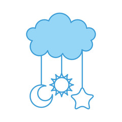 cute cloud and star moon sun baby shower decoration vector illustration