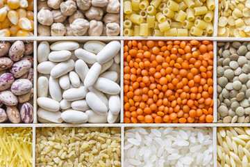 Close-up dried whole legumes background