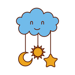 cute cloud and star moon sun baby shower decoration vector illustration