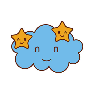 cartoon cute cloud stars baby shower image vector illustration