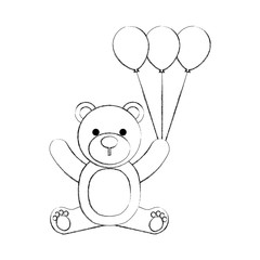 baby shower teddy girl and balloon cute animal vector illustration