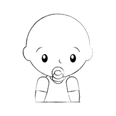 baby shower boy with pacifier celebration image vector illustration