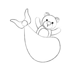 bear toy in blanket baby shower celebration vector illustration