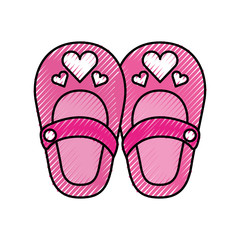 cute girl shoes baby shower decoration celebration vector illustration