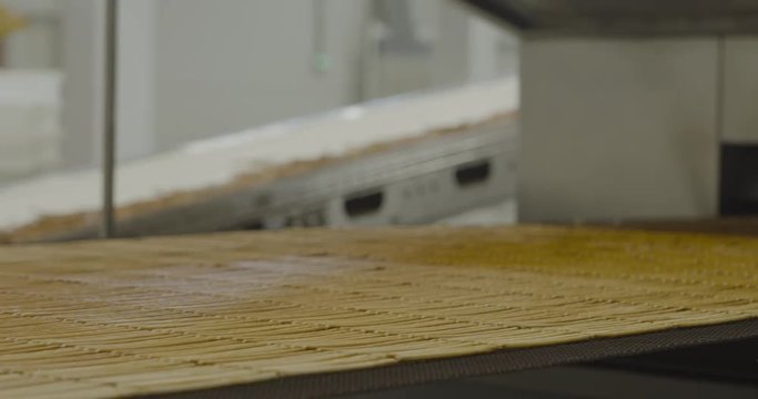 Snacks production Closeup conveyor, baked ready