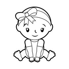 happy and smiling baby girl adorable vector illustration