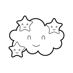 cartoon cute cloud stars baby shower image vector illustration