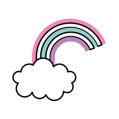 cartoon cute rainbow cloud baby shower image vector illustration
