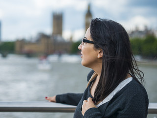 Young girl on a trip to London