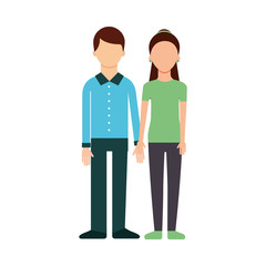 young couple with hands holding together adorable vector illustration