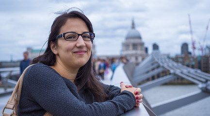 Young woman poses for a photo in London