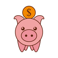 investment piggy coin dollar banking saving vector illustration