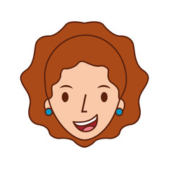 woman face character earring and hairstyle vector illustration