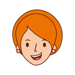 woman face character earring and hairstyle vector illustration