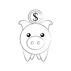 investment piggy coin dollar banking saving vector illustration
