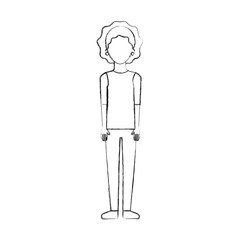 female character standing woman casual clothes vector illustration