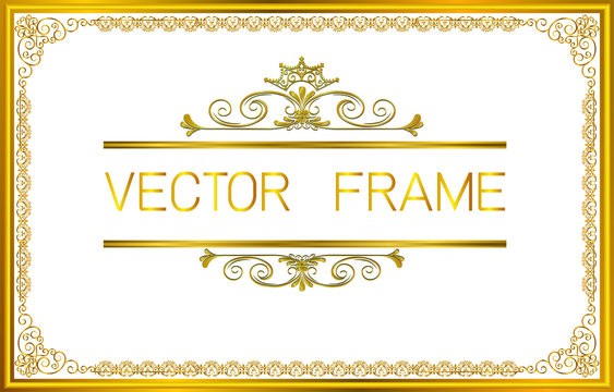 Gold border design, frame photo template, certificate template with luxury and modern pattern,diploma,Vector illustration