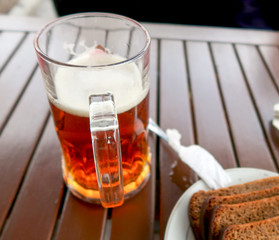 Beer mug on a wooden table