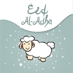 Greeting card for Muslim Community Festival of Sacrifice Eid-Ul-Adha. Vector illustration