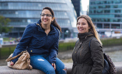 Two girls on a sightseeing trip to London