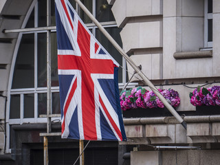 Fototapeta na wymiar British Flag on a building in London