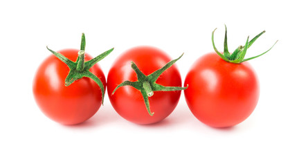 Fresh cherry tomatoes on white background, raw food and vegetable