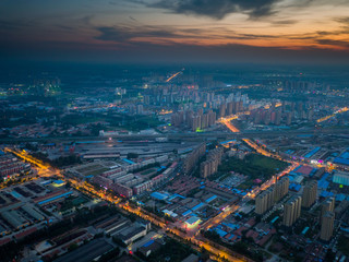 London rooftop view panorama at sunset.