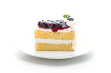 blueberry cake on white background