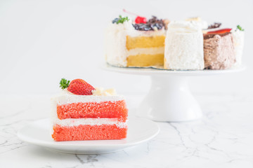 strawberry cake on plate