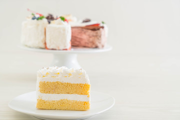 vanilla cake on white background