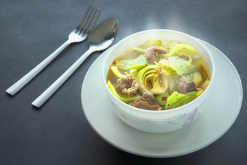 Chinese Mustard Thai curry, Smoke on