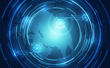 Abstract digital technology connection on Earth concept background, vector illustration
