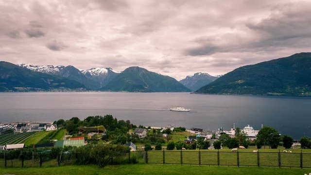 Time-lapse view on Vangsnes in Norway 4K