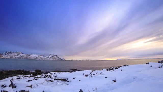 Winter in Norway sunset timelapse