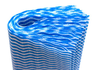 blue napkin in white wavy stripes