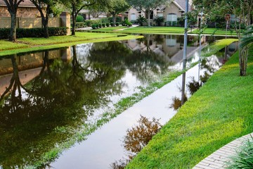 Fototapeta na wymiar Post hurricane Harvey flooding in Houston near Tanner Rd and N Eldridge Pkwy
